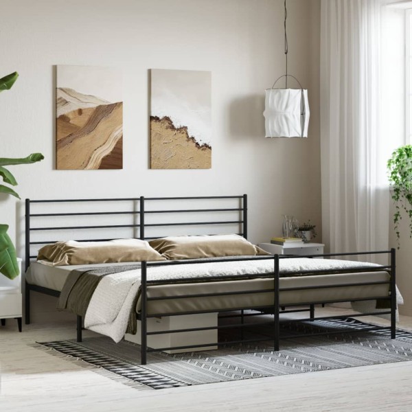 Estructura de cama cabecero y pie de cama metal negro 193x203cm