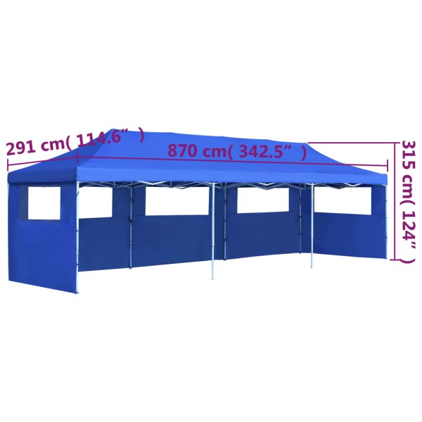 Carpa plegable Pop-up con 5 paredes laterales 3x9 m azul