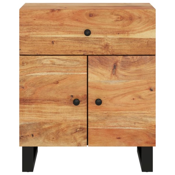 Mesita de noche madera acacia madera contrachapada 50x33x60 cm