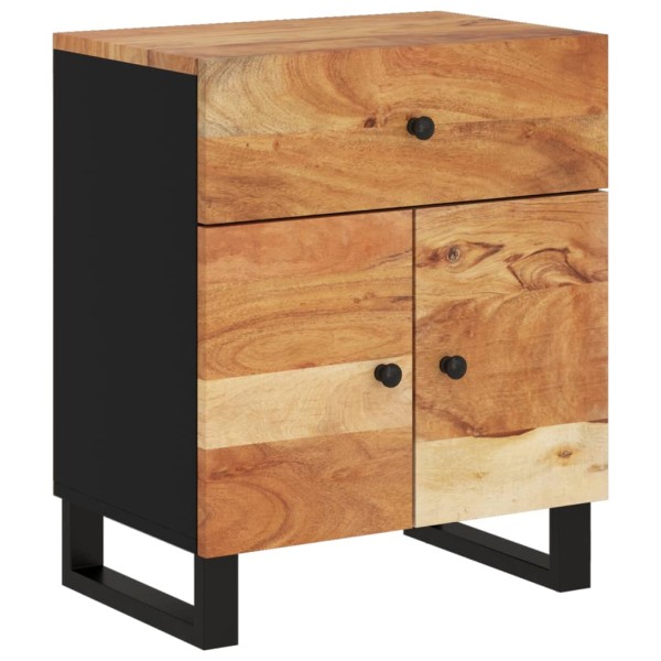 Mesita de noche madera acacia madera contrachapada 50x33x60 cm