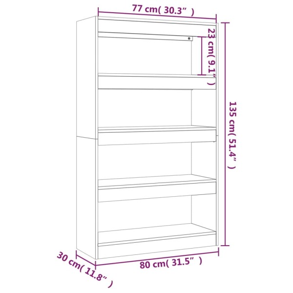 Estantería/divisor madera ingeniería gris hormigón 80x30x135 cm