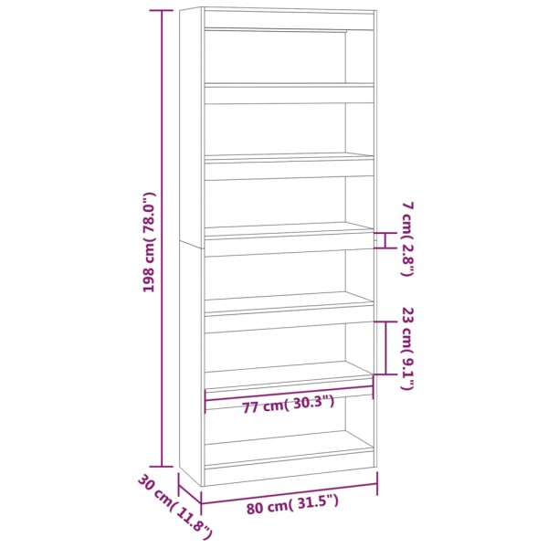 Estantería/divisor madera ingeniería roble Sonoma 80x30x198 cm