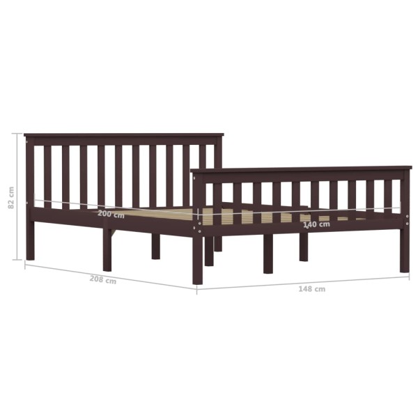 Estructura de cama madera maciza pino marrón oscuro 140x200 cm