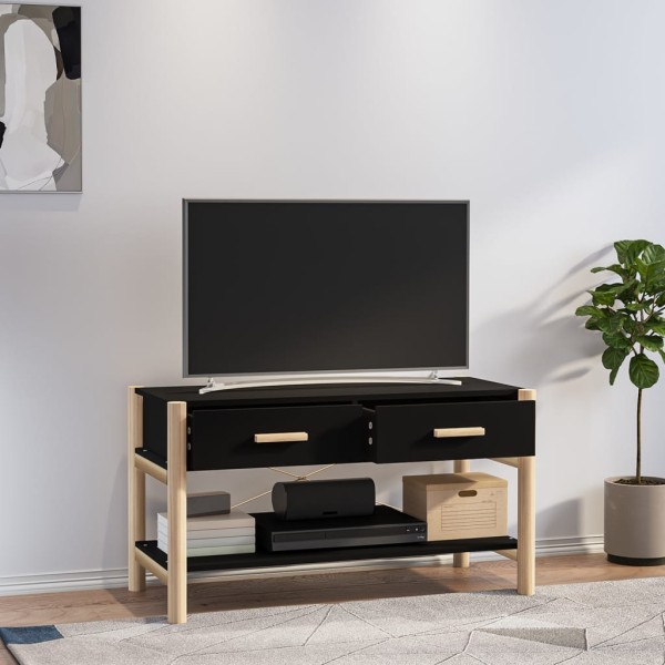 Mueble para TV madera contrachapada negro 82x38x45 cm