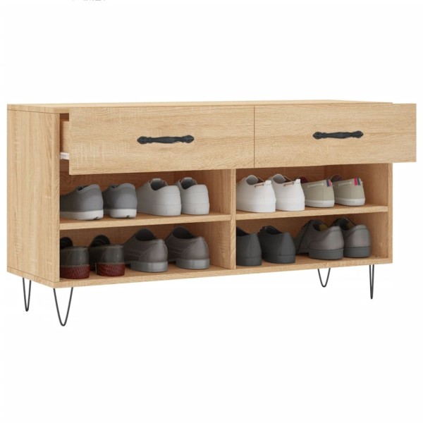 Banco zapatero madera de ingeniería roble Sonoma 102x35x55 cm