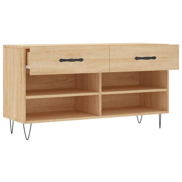 Banco zapatero madera de ingeniería roble Sonoma 102x35x55 cm