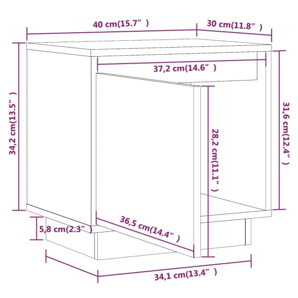 Mesitas de noche 2 uds madera maciza de pino negro 40x30x40 cm