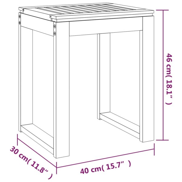 Taburete de baño madera maciza nogal 40x30x46 cm