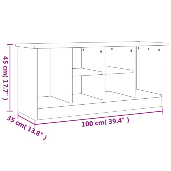 Banco zapatero ALTA madera maciza de pino 100x35x45 cm