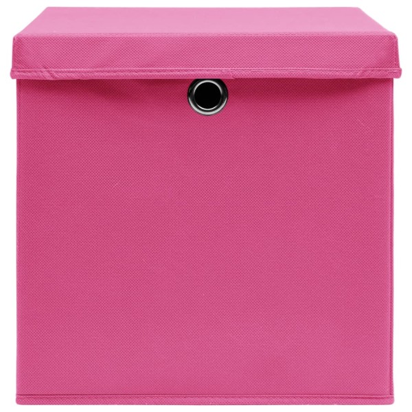 Cajas de almacenaje con tapas 10 uds tela rosa 32x32x32 cm