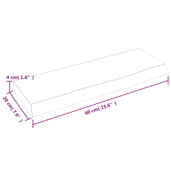 Estante de pared madera de roble tratada marrón claro 60x20x4cm