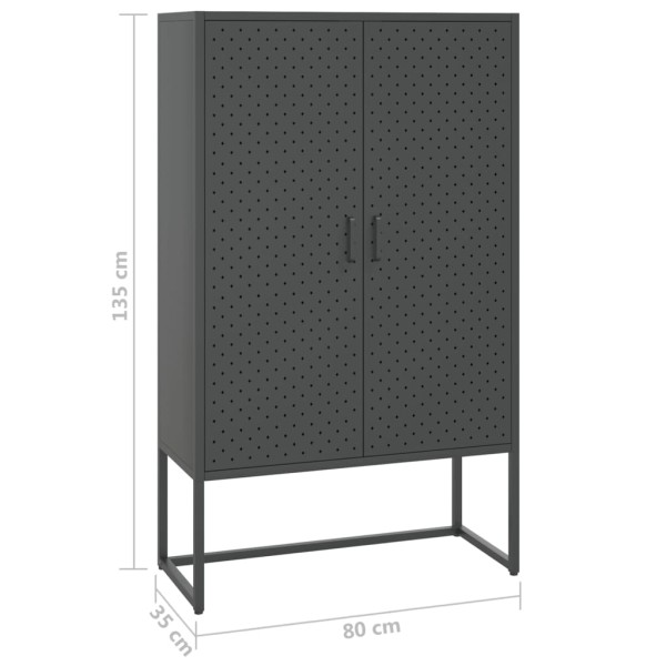 Aparador de acero antracita 80x35x135 cm