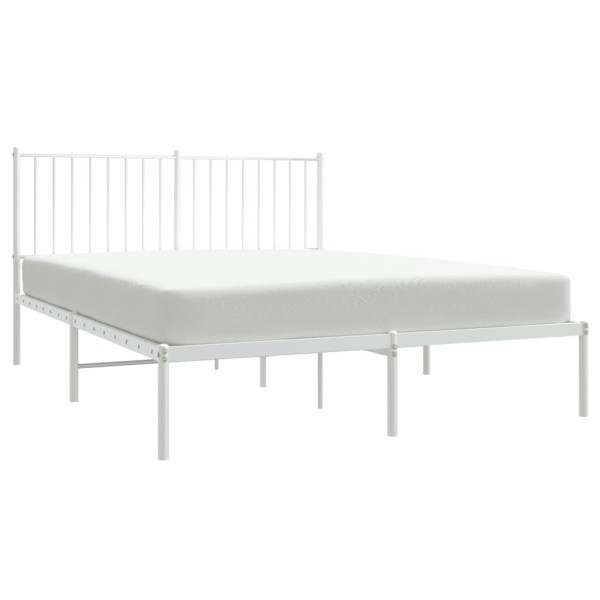 Estructura de cama de metal con cabecero blanca 135x190 cm