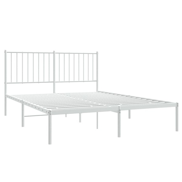 Estructura de cama de metal con cabecero blanca 135x190 cm