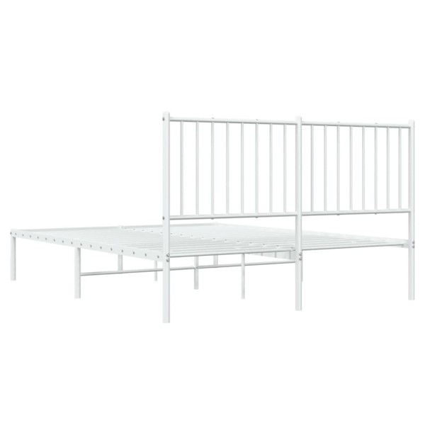 Estructura de cama de metal con cabecero blanca 135x190 cm