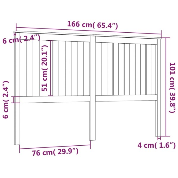 Cabecero de cama madera maciza de pino gris 141x6x101 cm