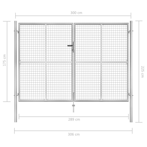 Puerta de jardín de acero galvanizado plateado 306x225 cm