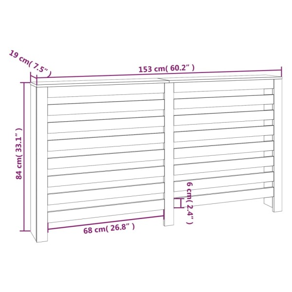 Cubierta de radiador madera maciza de pino 153x19x84 cm