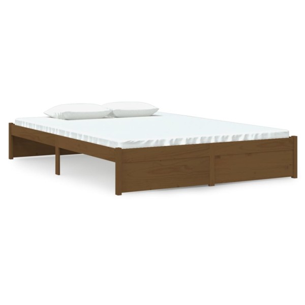 Estructura de cama madera maciza marrón miel 140x190 cm