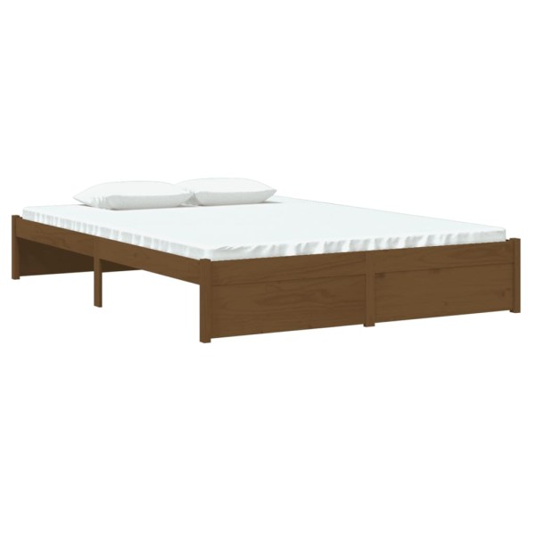 Estructura de cama madera maciza marrón miel 140x190 cm