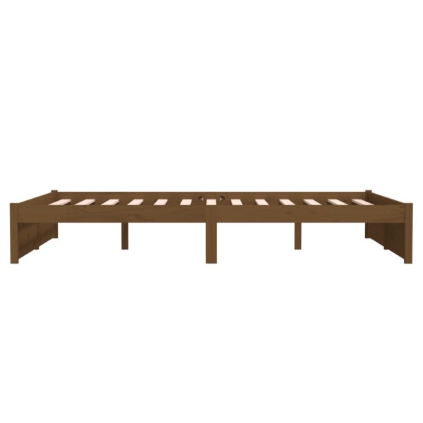 Estructura de cama madera maciza marrón miel 140x190 cm