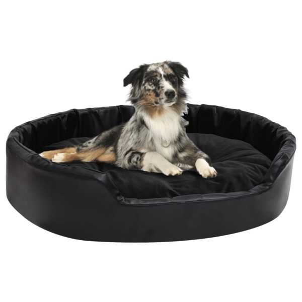 Cama para perros felpa y cuero sintético negra 90x79x20 cm