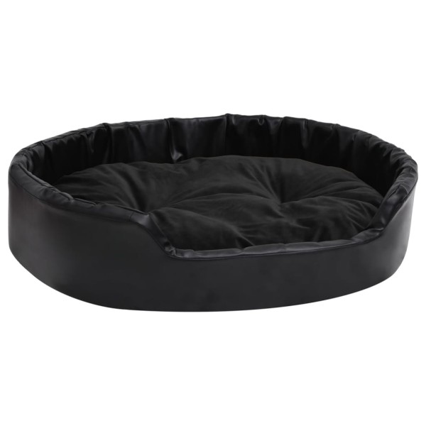 Cama para perros felpa y cuero sintético negra 90x79x20 cm