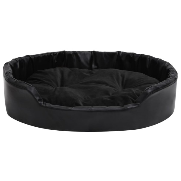 Cama para perros felpa y cuero sintético negra 90x79x20 cm