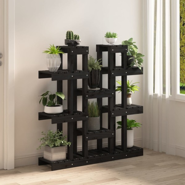 Soporte para plantas madera maciza pino negro 104,5x25x109,5 cm