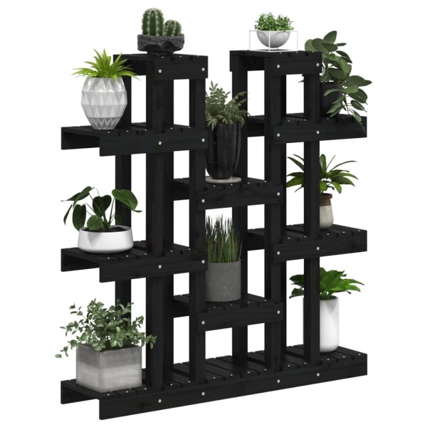 Soporte para plantas madera maciza pino negro 104,5x25x109,5 cm