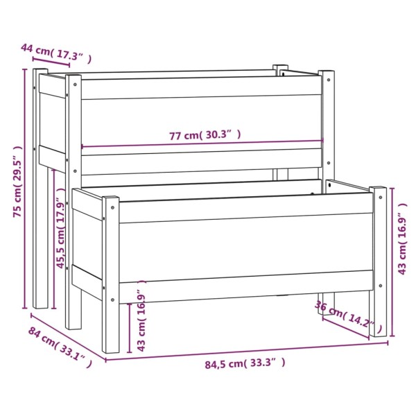 Jardinera de madera maciza de pino 84,5x84x75 cm