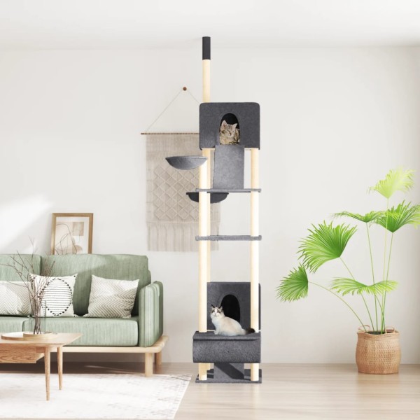 Árbol rascador para gatos suelo a techo gris oscuro 277-303 cm