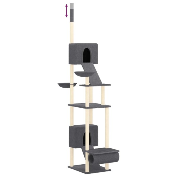 Árbol rascador para gatos suelo a techo gris oscuro 277-303 cm