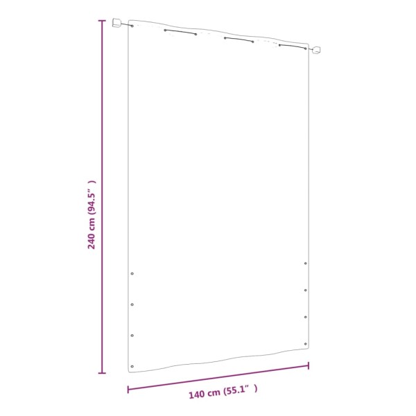 Toldo pantalla para balcón de tela oxford naranja 140x240 cm