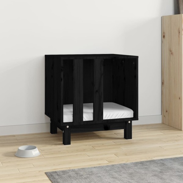 Caseta para perros madera maciza de pino negro 50x40x52 cm