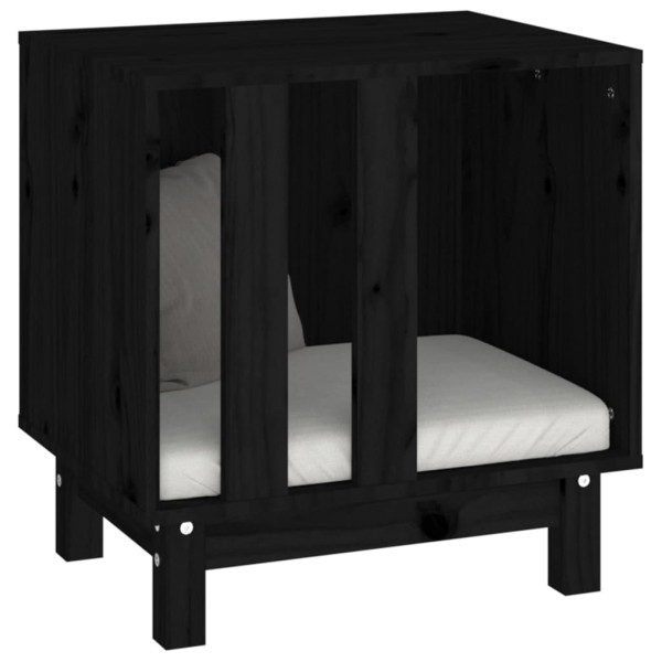 Caseta para perros madera maciza de pino negro 50x40x52 cm