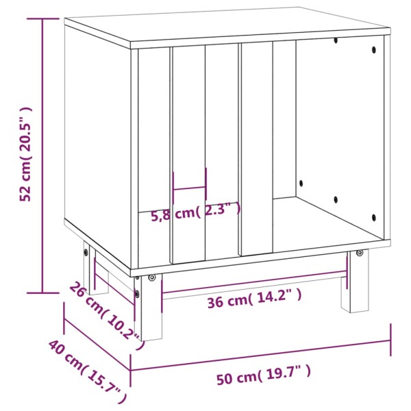 Caseta para perros madera maciza de pino negro 50x40x52 cm