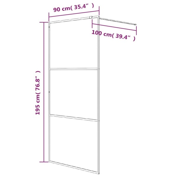 Mampara de ducha vidrio ESG transparente blanco 90x195 cm