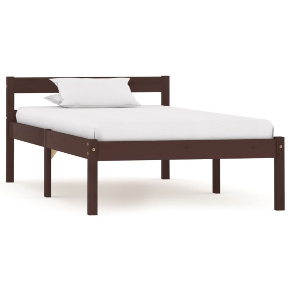 Estructura de cama madera maciza pino marrón oscuro 90x200 cm