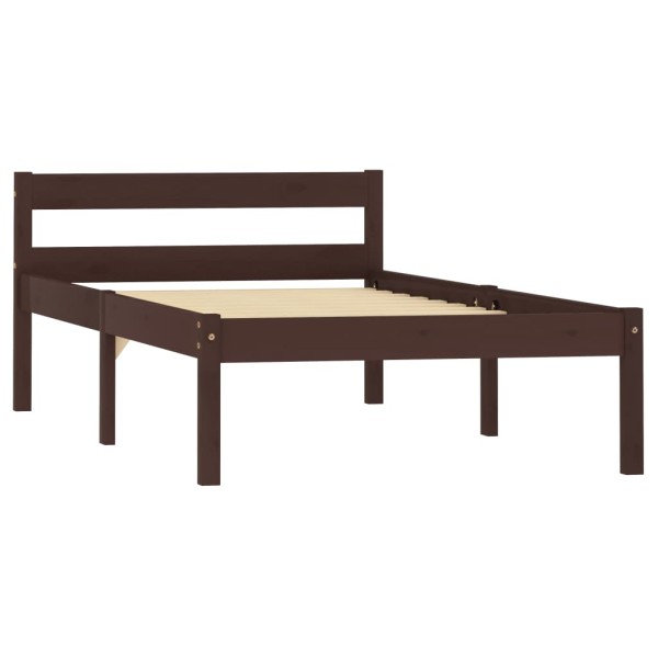 Estructura de cama madera maciza pino marrón oscuro 90x200 cm