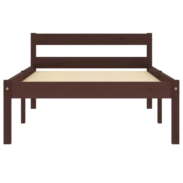 Estructura de cama madera maciza pino marrón oscuro 90x200 cm