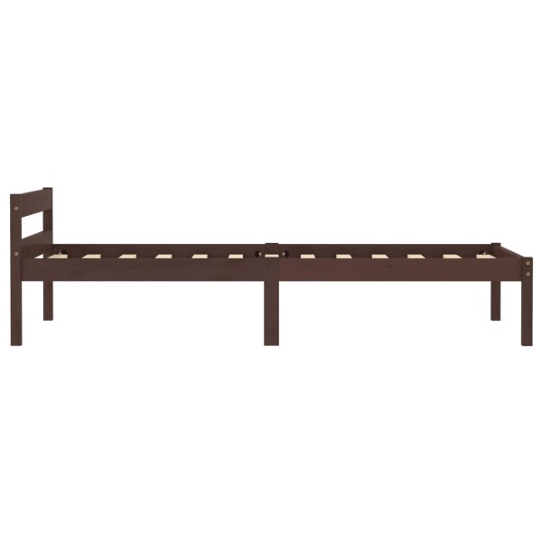 Estructura de cama madera maciza pino marrón oscuro 90x200 cm