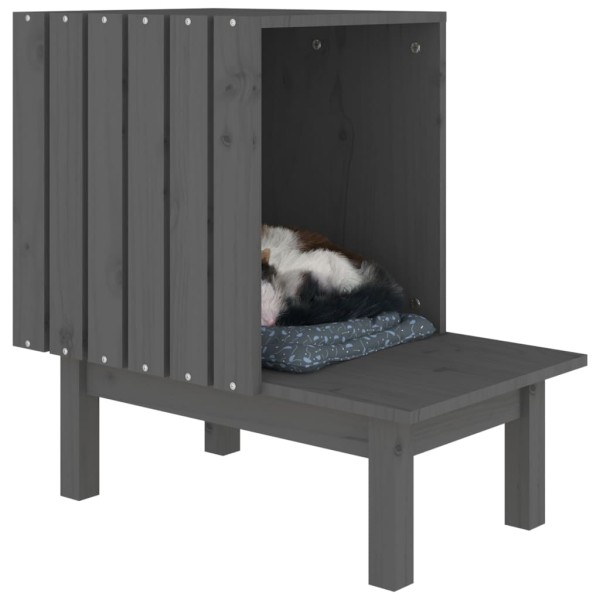 Casa para gatos de madera maciza de pino gris 60x36x60 cm