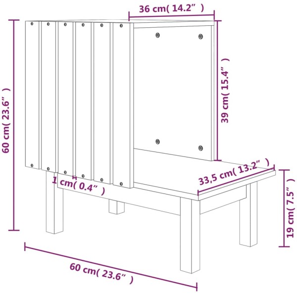 Casa para gatos de madera maciza de pino gris 60x36x60 cm