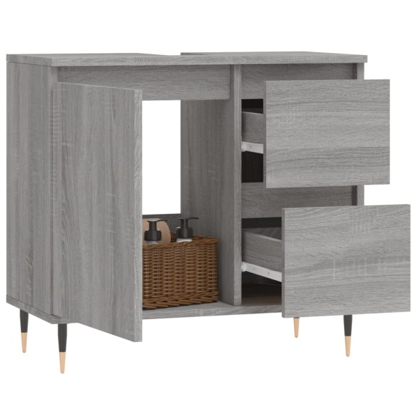 Armario de baño madera contrachapada gris Sonoma 65x33x60 cm