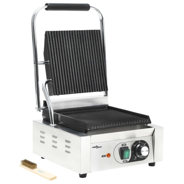 Grill parrilla estriada de acero inoxidable 1800 W 31x30,5x20cm