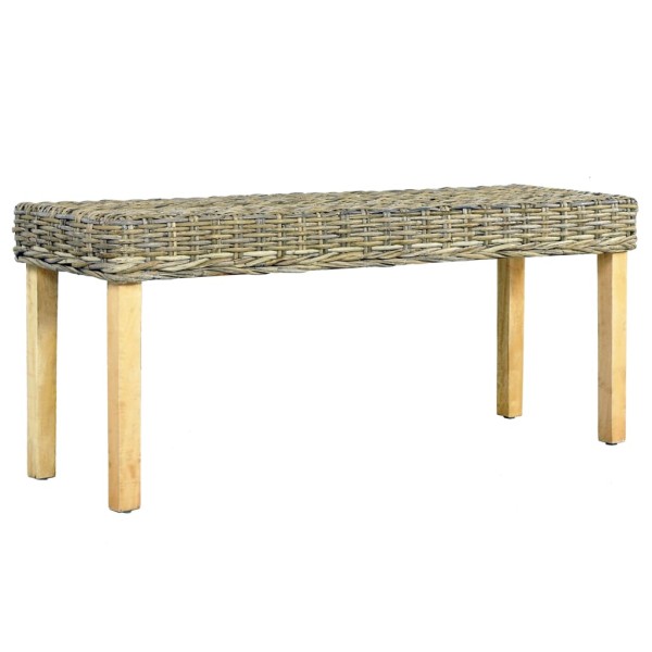 Banco de ratán kubu natural y madera maciza de mango 110 cm