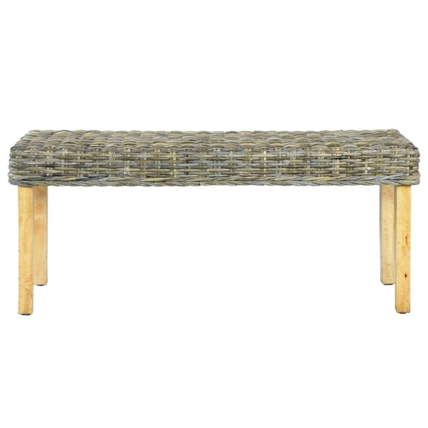 Banco de ratán kubu natural y madera maciza de mango 110 cm