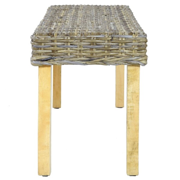 Banco de ratán kubu natural y madera maciza de mango 110 cm