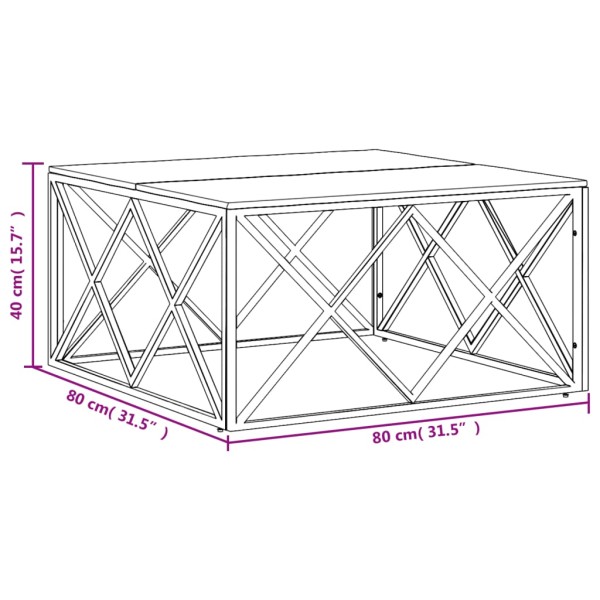 Mesa de centro acero inoxidable y madera maciza reciclada